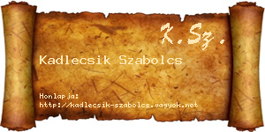 Kadlecsik Szabolcs névjegykártya